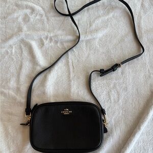 Coach Black Crossbody Bag with Gold Accents double zip
